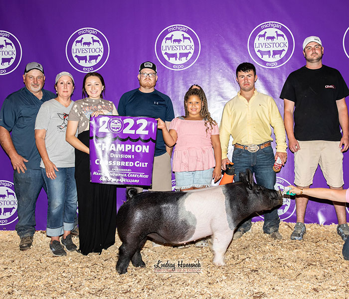 GRAND CHAMPION DIVISION 1 CROSS GILT – 2022 Michigan Livestock Expo